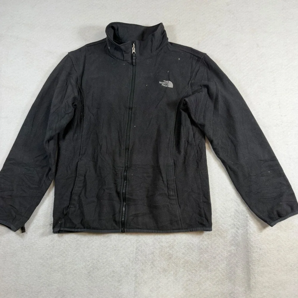 The North Face Mens Full Zip Fleece Jacket Black Mock Neck Outdoor Coat 8094